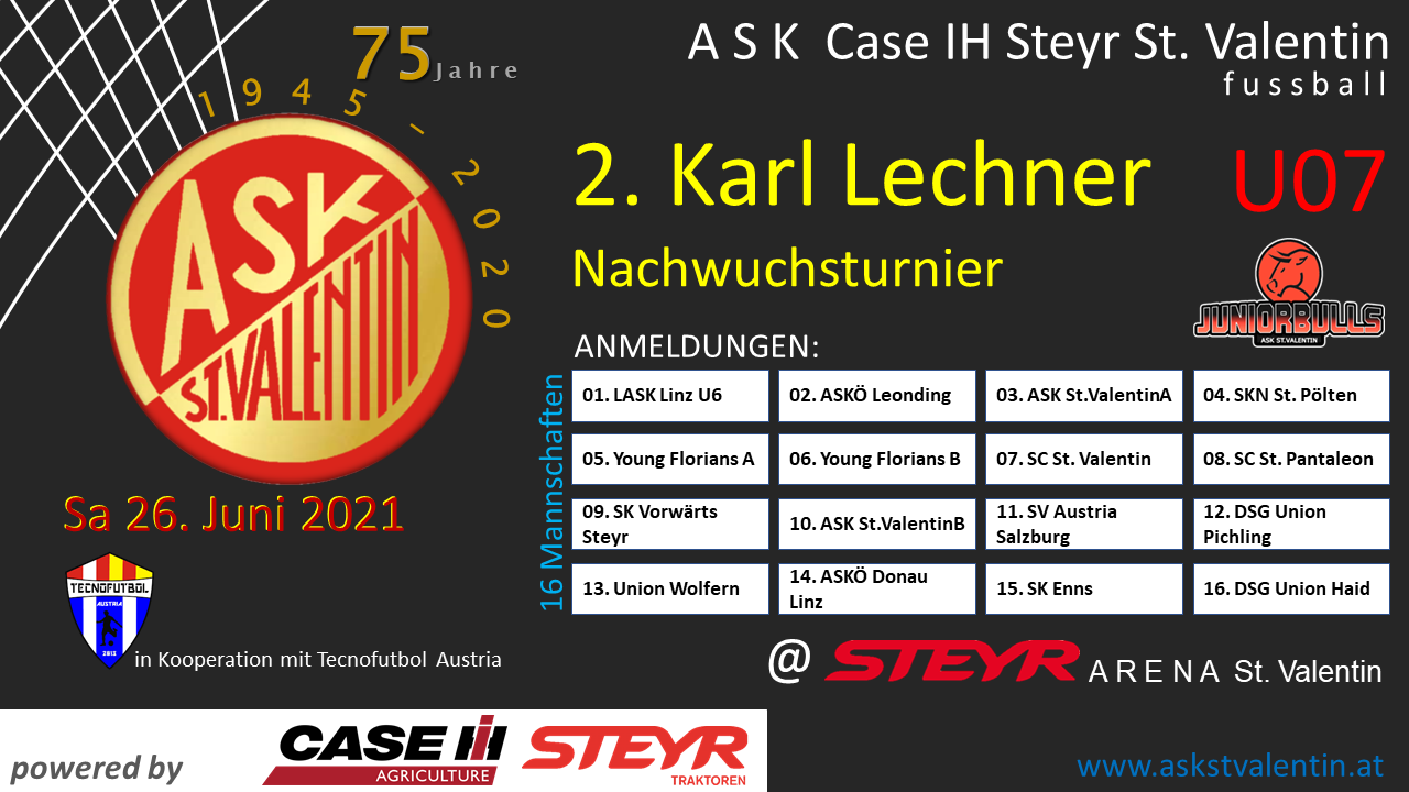 Anmeldungen U7 Karl Lechner Turnier 26 06 2021