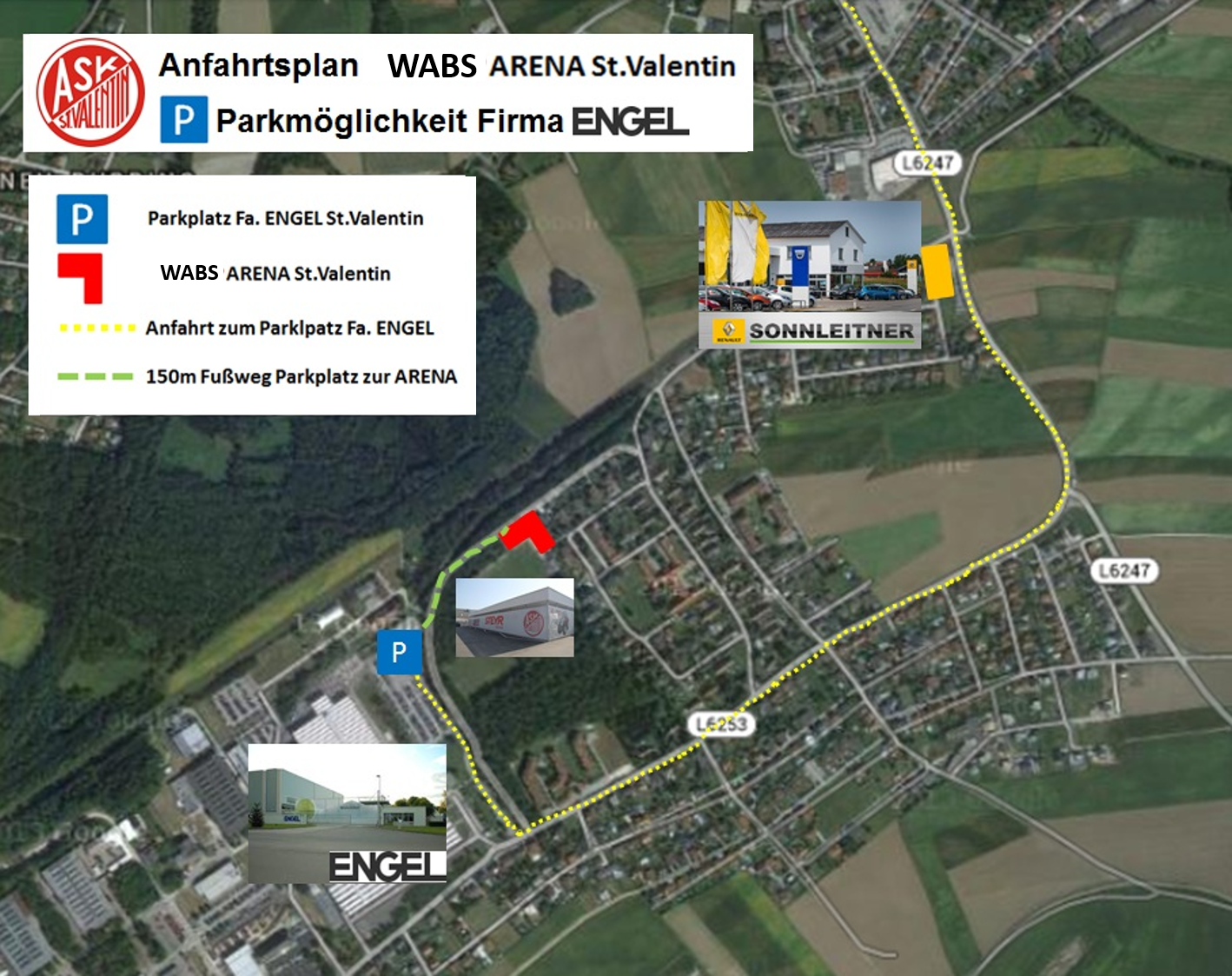 Anfahrtsplan WABS ARENA St Valentin